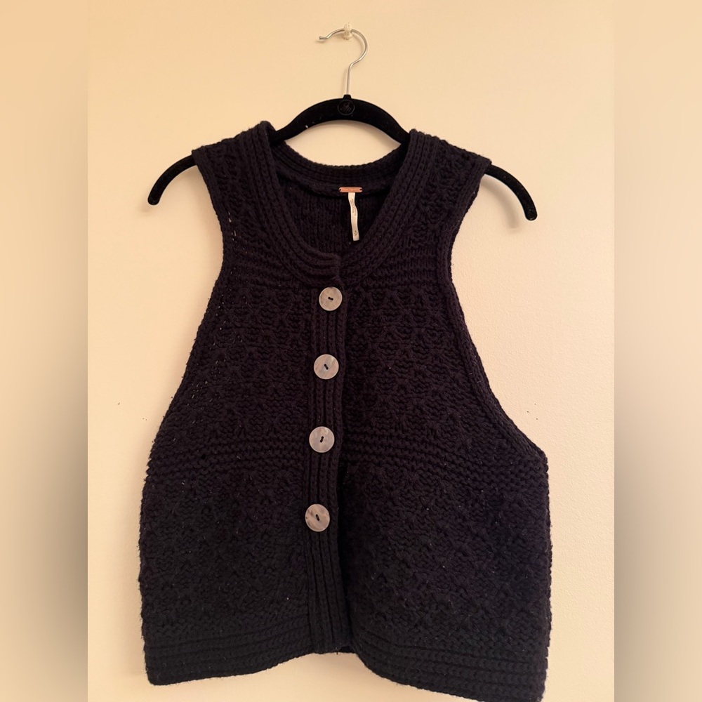 Free People Charcoal Knit Top